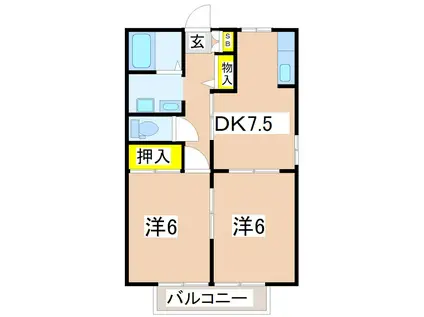 フレグランスM(2DK/1階)の間取り写真