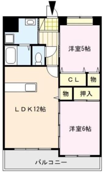 SUNDAY御井駅前(2LDK/3階)の間取り写真