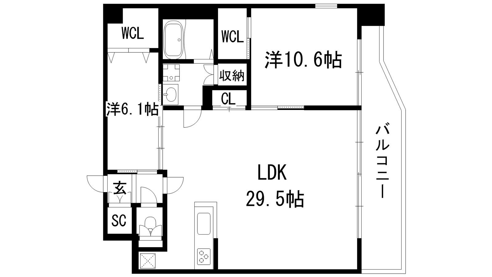 プレジオ宝塚ASIAN(2LDK/6階)の間取り写真