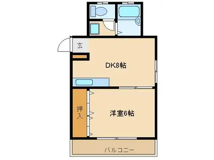 MKハウス(1DK/1階)の間取り写真