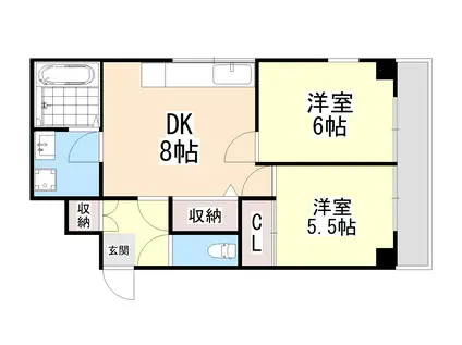 グランパティオ(2DK/2階)の間取り写真