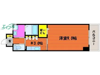 プランドール大供(1K/4階)の間取り写真