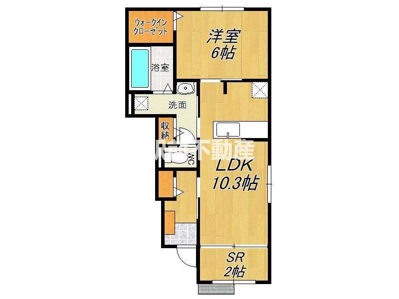 シュシュメゾンぴあのルタン(1LDK/1階)の間取り写真