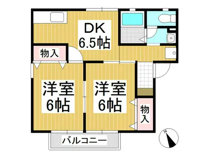 ピースタウン・アイリス A(2DK/2階)の間取り写真