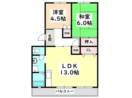 ハピネス緑(2LDK/2階)の間取り写真