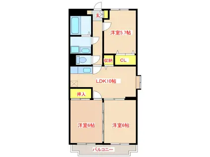 グランドハイツ(3LDK/2階)の間取り写真