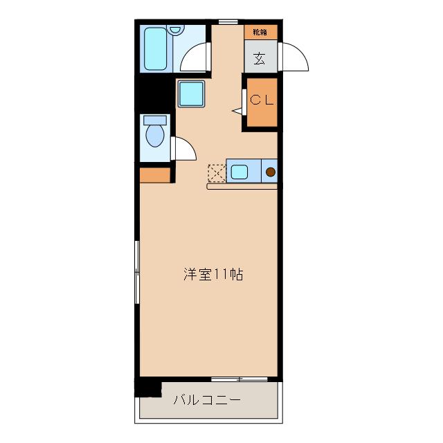 シティパルKUGA(ワンルーム/2階)の間取り写真