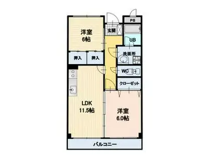 LIMPIAあっぷる(2LDK/2階)の間取り写真