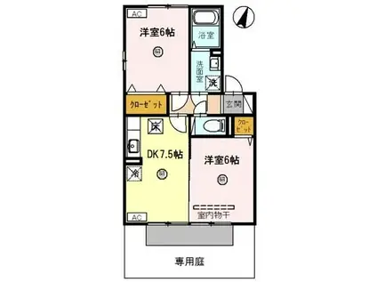 ピースフィールズ(2DK/1階)の間取り写真