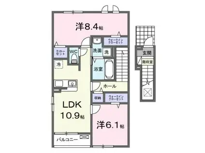 アクティフ浦上II(2LDK/2階)の間取り写真