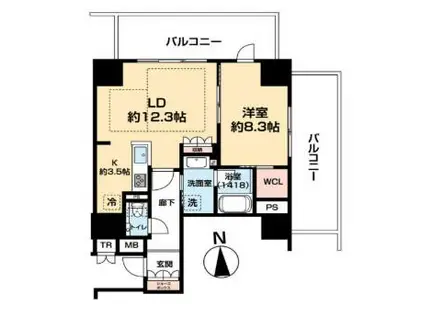 ザ・ハウス豊橋ウエスト(1LDK/12階)の間取り写真