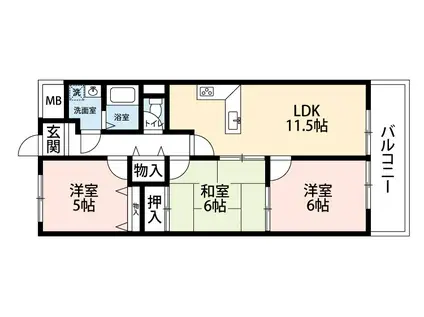 パストラルのぞみ野(3LDK/4階)の間取り写真