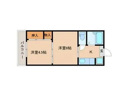 平和マンション上杉(2K/4階)の間取り写真