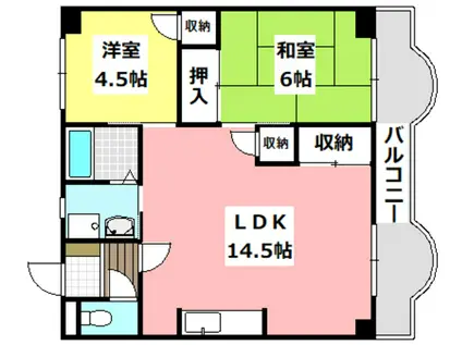ハイツ香花園(2LDK/3階)の間取り写真