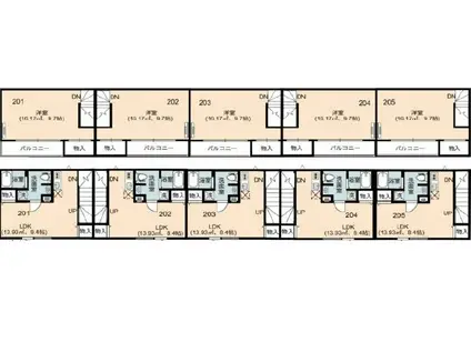 ベックアパートメント東川口(1LDK/2階)の間取り写真