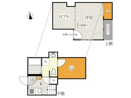 ロザリオカーサ5(1K/2階)の間取り写真