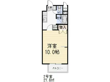 第2アイオーキャッスル(1K/4階)の間取り写真