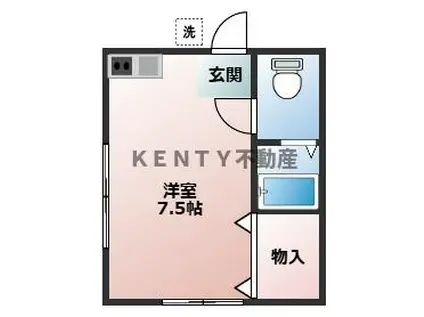 宮本ハイツ(ワンルーム/2階)の間取り写真