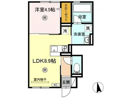 VILLE NOUVELLEII(1LDK/1階)の間取り写真