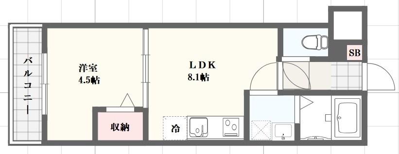 アーバンコート加古川(1LDK/2階)の間取り写真