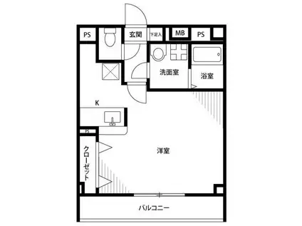 アンプルールフェールYAHAGI(ワンルーム/2階)の間取り写真