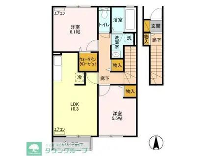 セジュールプレリー(2LDK/2階)の間取り写真