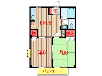 ガーデンヒルズ薬園台 (2DK/2階)の間取り写真