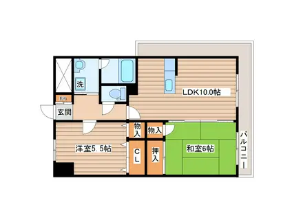 アイーラ渡辺(2LDK/1階)の間取り写真