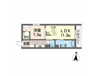 DEUXリジエール(1LDK/1階)の間取り写真