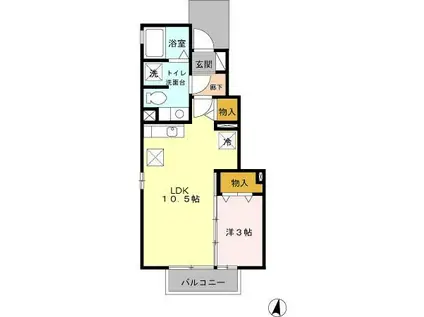 ヴァンコートC棟(1LDK/1階)の間取り写真