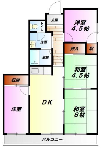 メゾンドール加藤(4DK/4階)の間取り写真