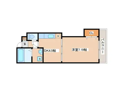 アンソレイエ・ロジュマン(1DK/1階)の間取り写真