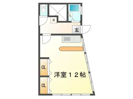 コーポリバーサイド(ワンルーム/2階)の間取り写真