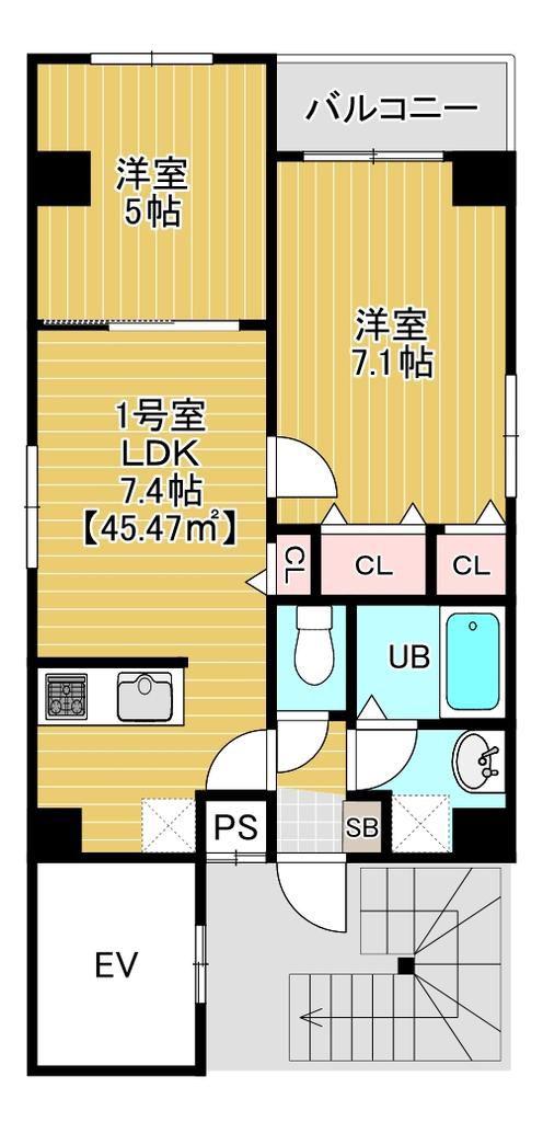 BLOOM錦糸町(2LDK/3階)の間取り写真