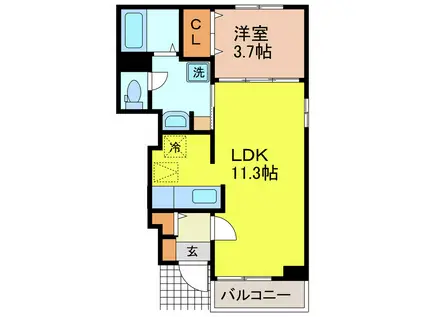 メゾン・エタニティ(1LDK/1階)の間取り写真