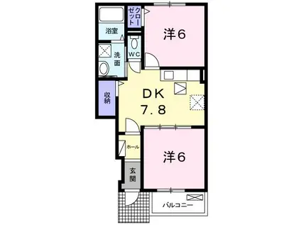 サンリットヒルII(2DK/1階)の間取り写真