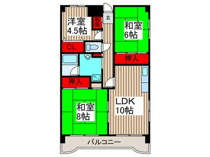 大成第三ハイツ(3LDK/1階)の間取り写真