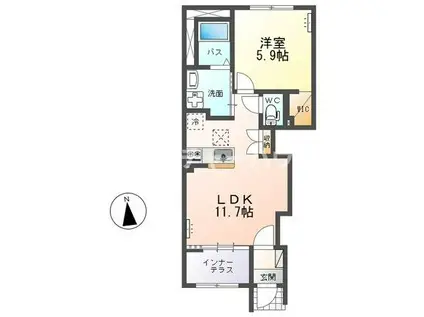 グランフェリシア(1LDK/1階)の間取り写真