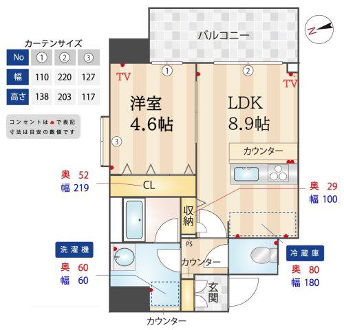 ルフォンプログレ南森町(1LDK/3階)の間取り写真