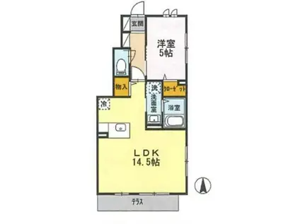 ガーデンハウス B(1LDK/1階)の間取り写真