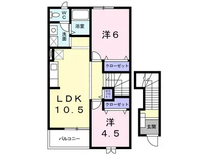 アプリコット・トゥリ-(2LDK/2階)の間取り写真