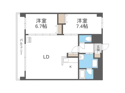 メゾンハマナス(2LDK/3階)の間取り写真