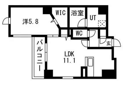 ポルタニグラサウス(1LDK/9階)の間取り写真
