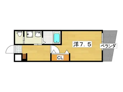 リアコート枚方御殿山サウス(1K/1階)の間取り写真