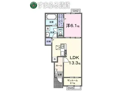 グレイス イケダ(1LDK/1階)の間取り写真