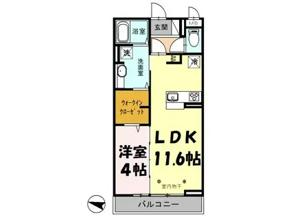 レーヴⅢ(1LDK/3階)の間取り写真