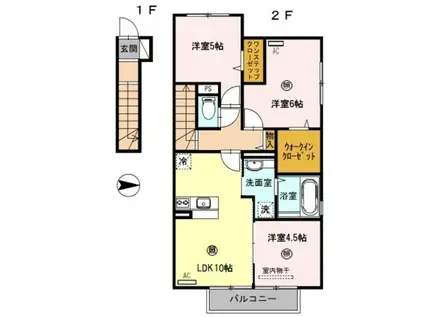 D-ROOM延時B棟(3DK/2階)の間取り写真