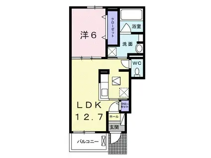 エルシャトー吉備VII(1LDK/1階)の間取り写真