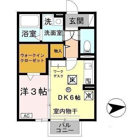 モナリエAN(1DK/1階)の間取り写真