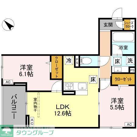 NOBLE VILLA浦和美園(2LDK/3階)の間取り写真